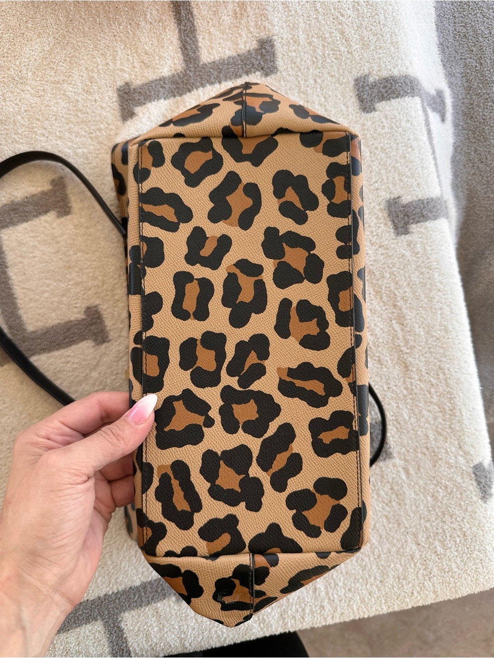 Coach Leopard-Print Tote in Brown and Black with Gold Chain Accent - Picture 11 of 14